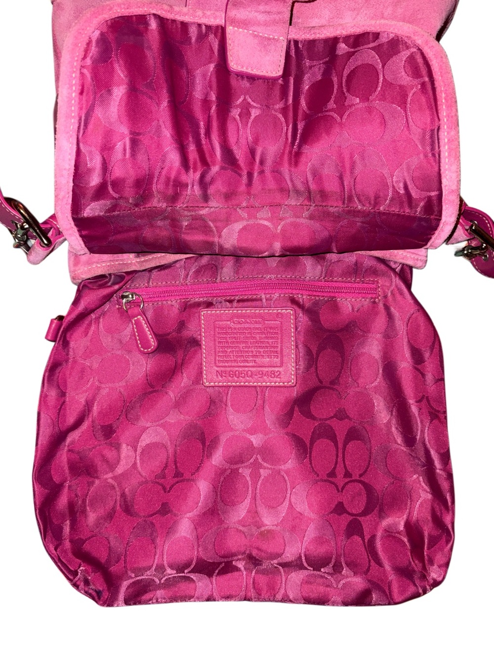 Coach Vintage 2005 Soho Flap Suede Convertible Crossbody in Pink 9482 - Picture 5 of 10